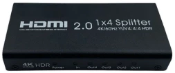 Сплиттер аудио-видео Premier 5-872-4V2 HDMI (f)/4xHDMI (f) черный