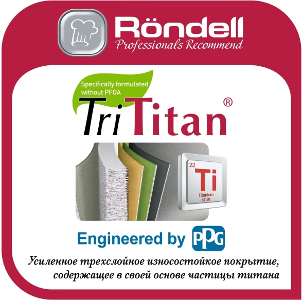 Сковорода Rondell Walzer RDA-769 круглая 28см покрытие: TriTitan ручка несъемная (без крышки) черный