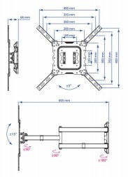 Кронштейн для телевизора Kromax DIX-18 черный 22"-65" макс.40кг настенный поворот и наклон