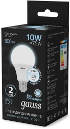 Лампа светодиодная Gauss 102502210-M 10Вт цок.:E27 груша 220B св.свеч.бел.нейт. A60 (упак.:10шт)