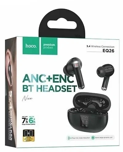 Гарнитура вкладыши Hoco EQ26 черный беспроводные bluetooth в ушной раковине (52155)