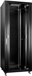 Шкаф серверный Cabeus (SH-05C-42U80/100-BK) напольный 42U 800x1000мм пер.дв.стекл металл 800кг черный 900мм 134.2кг 220град. 2055мм IP20 сталь