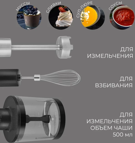 Блендер погружной Rondell 1301-RE-01 1200Вт серебристый