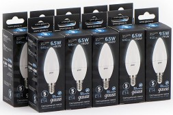 Лампа светодиодная Gauss Black 6.5Вт цок.:E14 свеча 220B 4100K св.свеч.бел.нейт. C37 (упак.:10шт) (103101207)