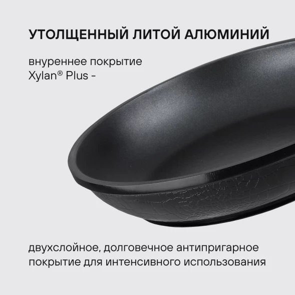 Сковорода Rondell Escurion RDA-868 круглая 28см покрытие: Xylan Plus ручка съемная (без крышки) черный