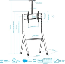 Стойка для телевизора Kromax Omega-14 черный 32"-90" макс.95кг напольный наклон
