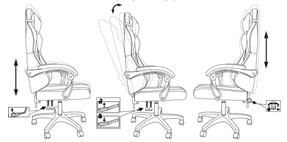 Кресло игровое Zombie Rudger черный с подголов. крестов. пластик