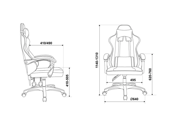 Кресло игровое Zombie Rudger черный с подголов. крестов. пластик