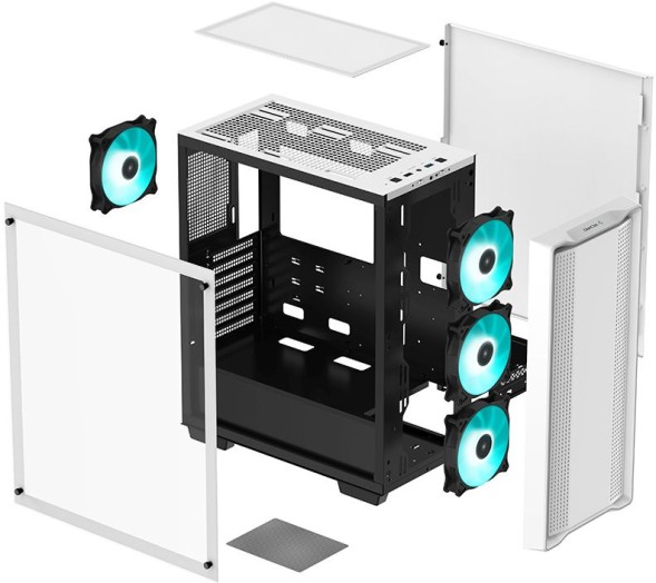 Корпус Deepcool CC560 V2 белый без БП ATX 8x120mm 5x140mm 1xUSB2.0 audio bott PSU