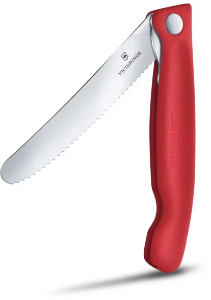 Нож кухонный Victorinox Swiss Classic 6.7831.FC1 стальной столовый для овощей лезв.110мм серрейт. заточка красный карт.коробка