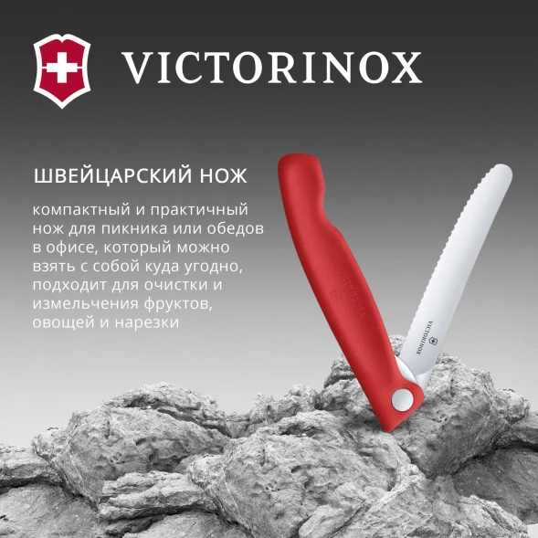 Нож кухонный Victorinox Swiss Classic 6.7831.FC1 стальной столовый для овощей лезв.110мм серрейт. заточка красный карт.коробка