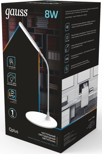 Светильник Gauss GT5021 настольный на подставке белый 8Вт