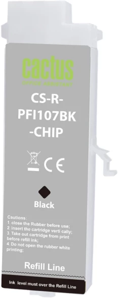 Картридж перезаправляемый струйный Cactus CS-R-PFI107BK-CHIP черный (260мл) для Canon imageProGRAF iPF670/680/685/770/780/785 с чипом