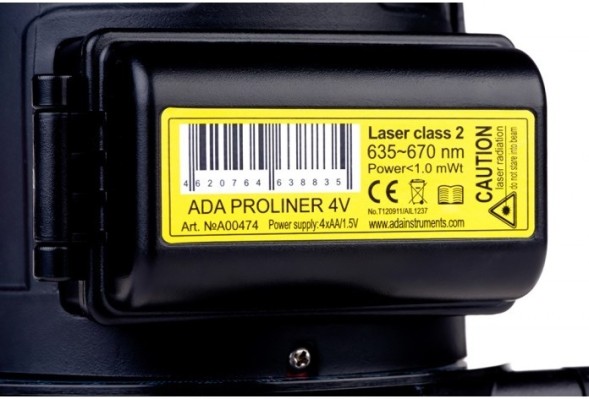 Уровень лазер. Ada PROLiner 4V 2кл.лаз. 635нм цв.луч. красный 6луч. (А00474)