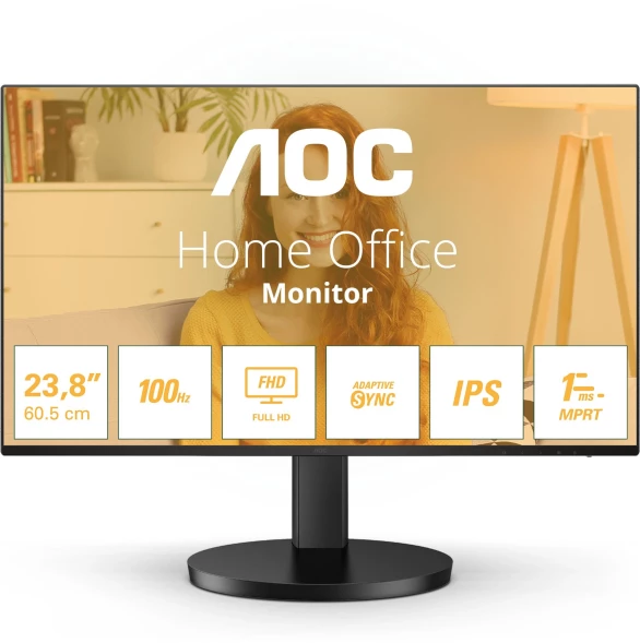 Монитор AOC 23.8&amp;quot; Basic-Line 24B3HA2 черный IPS LED 16:9 HDMI M/M матовая 250cd 178гр/178гр 1920x1080 100Hz VGA FHD 2.97кг