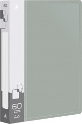 Папка с 60 прозр.вклад. Бюрократ -BPV60GREY A4 пластик 0.7мм торц.карм с бум. встав серый
