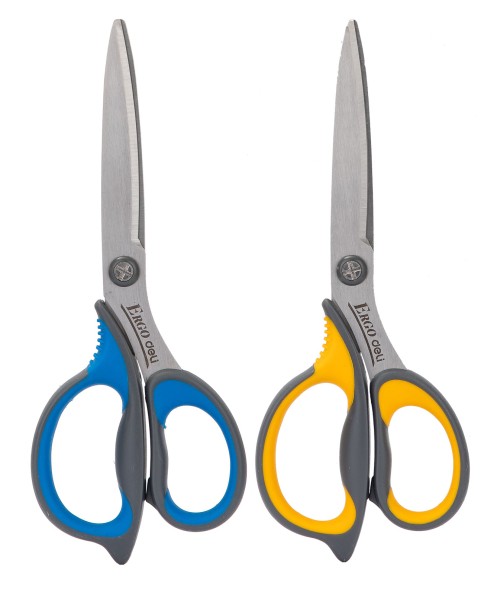 Ножницы Deli E77760 Soft офисные 210мм ТПЭ сталь ассорти блистер