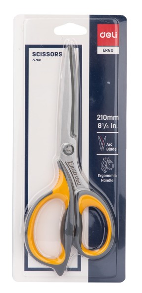 Ножницы Deli E77760 Soft офисные 210мм ТПЭ сталь ассорти блистер