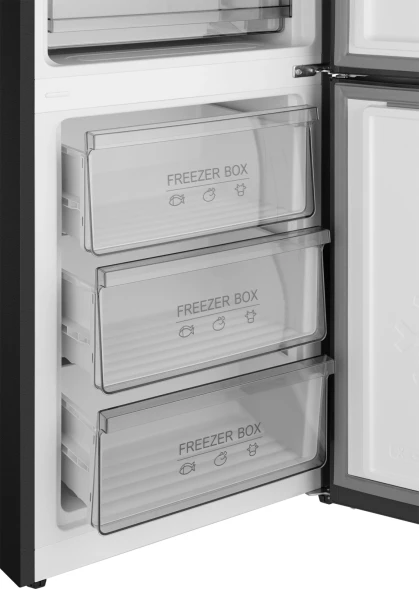 Холодильник Weissgauff WRK 185 Total NoFrost Inverter Black Inox 2-хкамерн. черная сталь инвертер