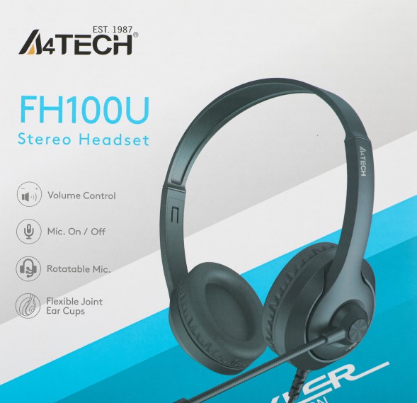 Наушники с микрофоном A4Tech Fstyler FH100U черный 2м накладные USB оголовье (FH100U (STONE BLACK))