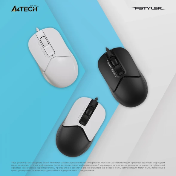 Мышь A4Tech Fstyler FM12S Panda белый/черный оптическая (1200dpi) silent USB (3but)