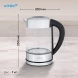 Чайник электрический Vitek VT-WK1046 1.7л. 2200Вт черный/серебристый корпус: стекло/металл