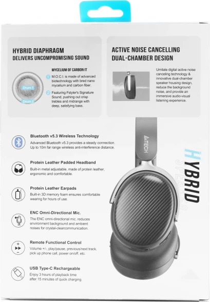 Наушники мониторные A4Tech Fstyler BH350C черный беспроводные bluetooth оголовье (BH350C BLACK)