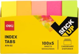 Закладки самокл. бумажные Deli EA11402 50x15мм 5цв.в упак. 100лист европодвес