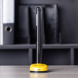 Ручка шариков. автоматическая Deli EQ50-BK черный/прозрачный d=0.7мм черн. черн. (1шт) на подставке резин. манжета