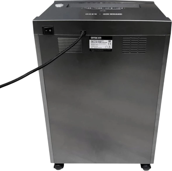 Шредер Office Kit S300 0,8x5 черный (секр.P-7) фрагменты 8лист. 33лтр. пл.карты CD