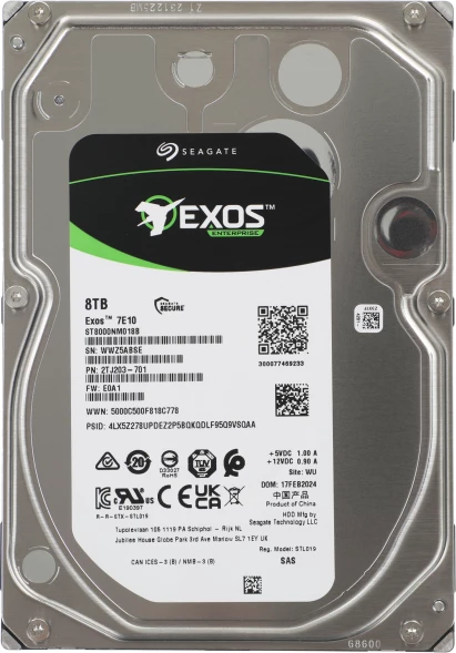 Жесткий диск Seagate SAS 3.0 8TB ST8000NM018B Exos 7E10 512E (7200rpm) 256Mb 3.5&amp;quot;