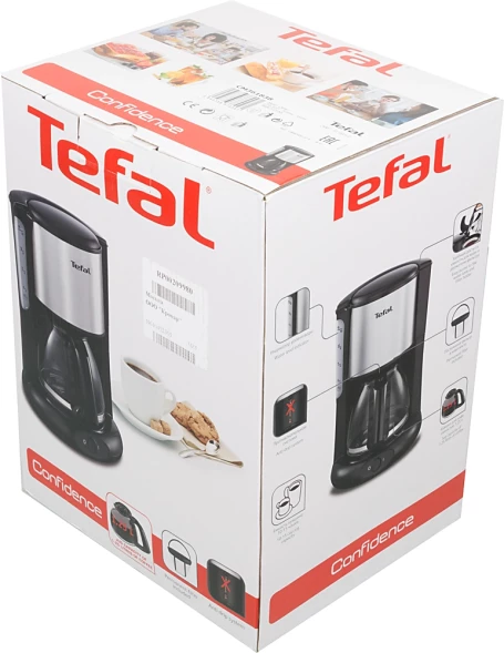 Кофеварка капельная Tefal CM361838 1200Вт серебристый/черный