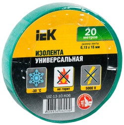 Изолента IEK ш.15мм 20м зеленый (упак.:1шт) (UIZ-13-10-K06)