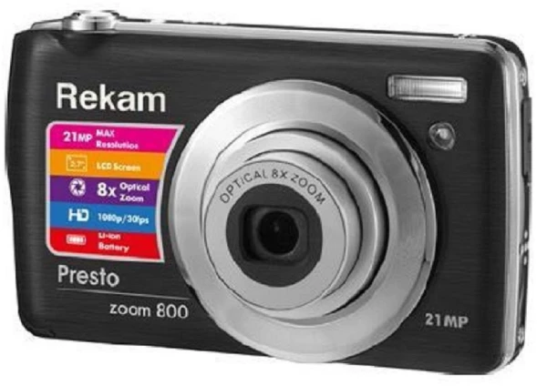 Фотоаппарат Rekam Presto zoom 800 черный 21Mpix Zoom8x 2.7&amp;quot; 1080p SDHC/MMC CMOS IS el 3.8minF/Li-Ion/case