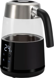 Чайник электрический Vitek VT-WK1044 1.7л. 2200Вт черный/серебристый корпус: стекло/пластик