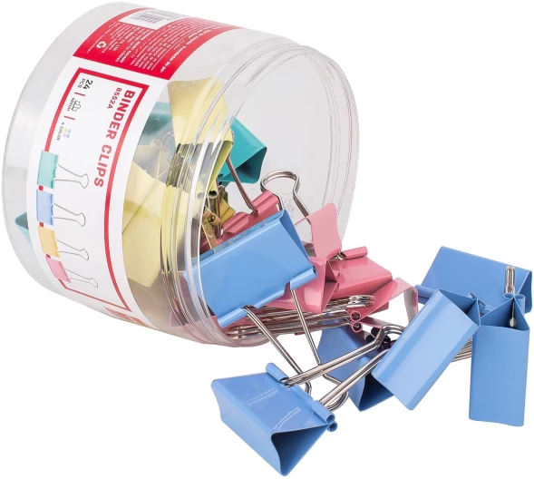 Зажимы Deli E8552A металл 41мм ассорти (упак.:24шт) пластиковая коробка