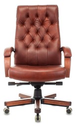 Кресло руководителя Бюрократ T-9928WALNUT светло-коричневый Leather Eichel кожа крестов. металл/дерево