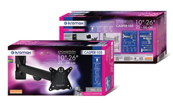 Кронштейн для телевизора Kromax CASPER-103 черный 10&amp;quot;-32&amp;quot; макс.25кг настенный поворот и наклон