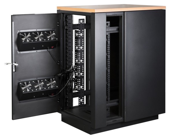 Шкаф коммутационный Lanmaster Soundproof (LAN-DC-CBSP-24U-WD) напольный 24U 750x1130мм пер.дв. с шумоизол. 2 бок.пан. без задн.дв. 1000кг 186кг с вентилятором