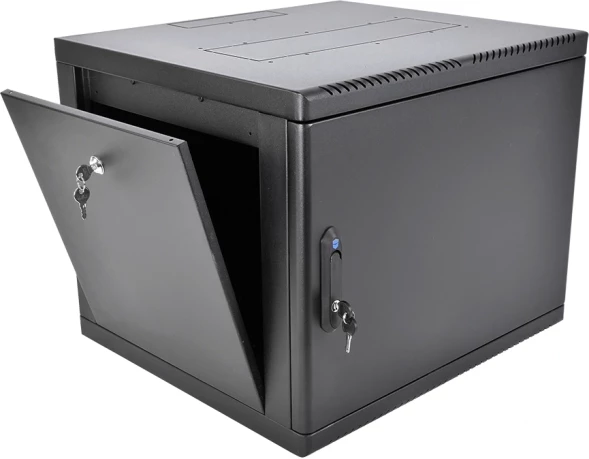 Шкаф коммутационный ЦМО (ШРН-М-9.650.1-9005) настенный 9U 600x650мм пер.дв.металл направл.под закл.гайки 120кг черный 581мм 22кг 180град. 480мм IP20 сталь