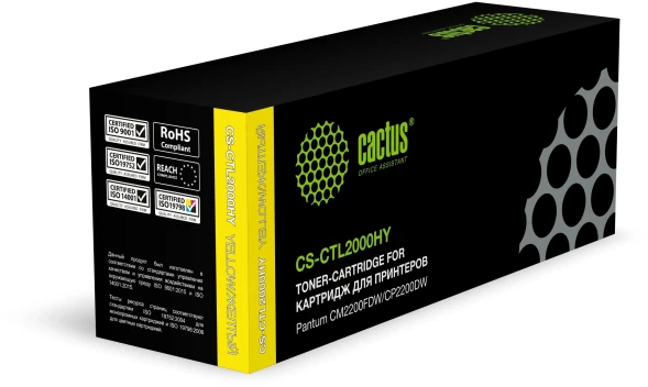 Картридж лазерный Cactus CS-CTL2000HY CTL2000HY желтый (3500стр.) для Pantum CM2200FDW/CP2200DW с чипом