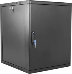 Шкаф коммутационный ЦМО (ШРН-12.500.1-9005) настенный 12U 600x529мм пер.дв.стал.лист 200кг черный 470мм 18кг 180град. 612мм металл