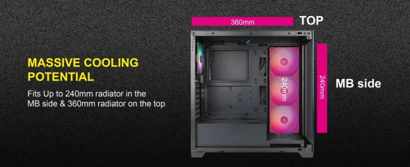 Корпус Azza Neptune черный без БП ATX 5x120mm 2x140mm 2xUSB2.0 1xUSB3.0 audio bott PSU