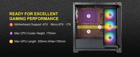 Корпус Azza Neptune черный без БП ATX 5x120mm 2x140mm 2xUSB2.0 1xUSB3.0 audio bott PSU