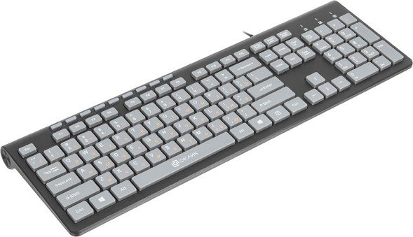 Клавиатура Оклик 480M черный/серый USB slim Multimedia (1067199)