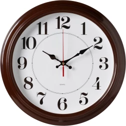 Часы настенные аналоговые Бюрократ WALLC-R85P D35см коричневый/белый (WALLC-R85P35/BROWN)