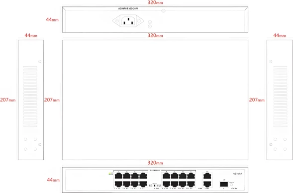 Коммутатор Tiandy TC-P3S019 H/1621/AT/180