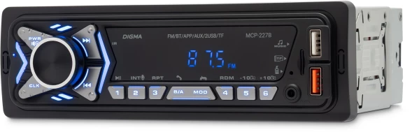 Автомагнитола Digma MCP-227B 1DIN 2x45Вт v5.0 USB 2.0 AUX 2 ПДУ