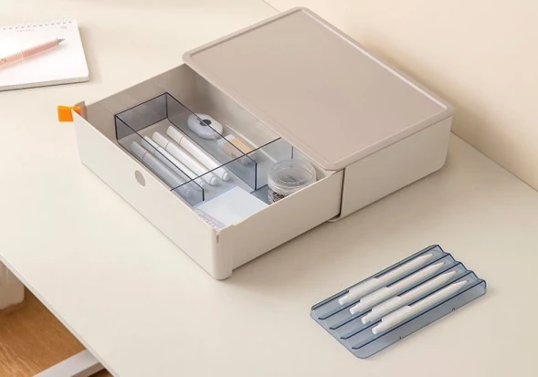 Короб для хранения Deli XDM31pink 1 выдвижной ящик 250x220x125мм розовый пластик