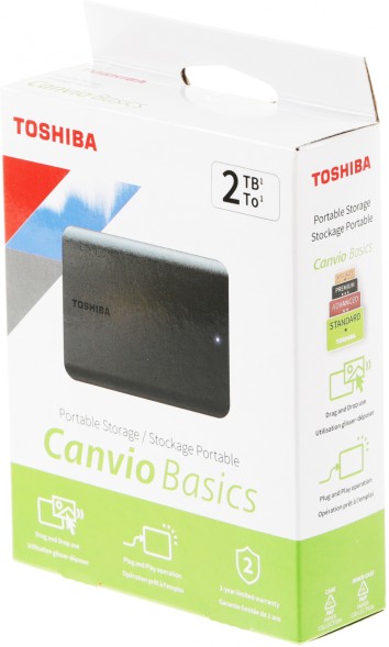Жесткий диск Toshiba USB 3.0 2Tb HDTB520EK3AA Canvio Basics 2.5&amp;quot; черный